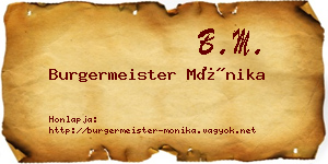 Burgermeister Mónika névjegykártya